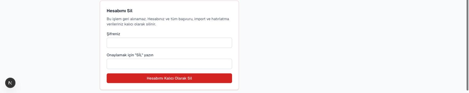 Hesabımı Sil
